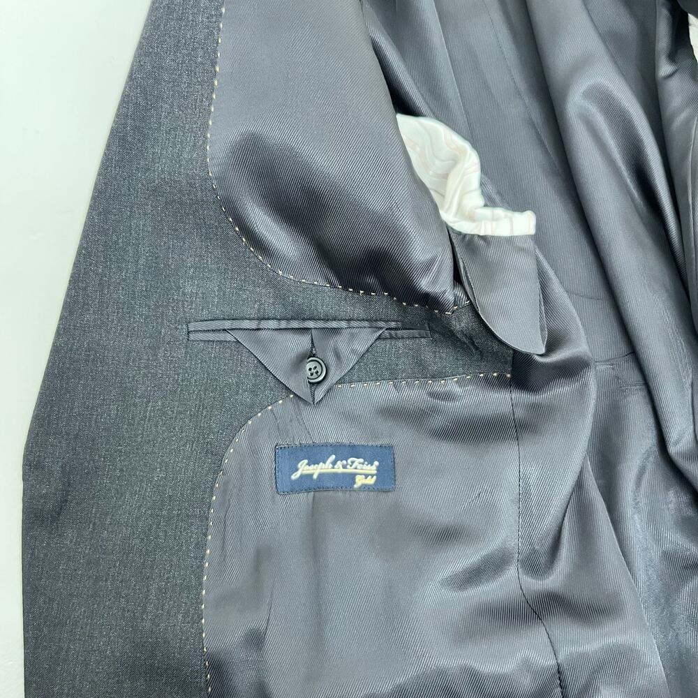 Joseph & Feiss Gold Mens 44R Blazer Jacket Black Charcoal Wool Long Sleeve‎ - Picture 8 of 16